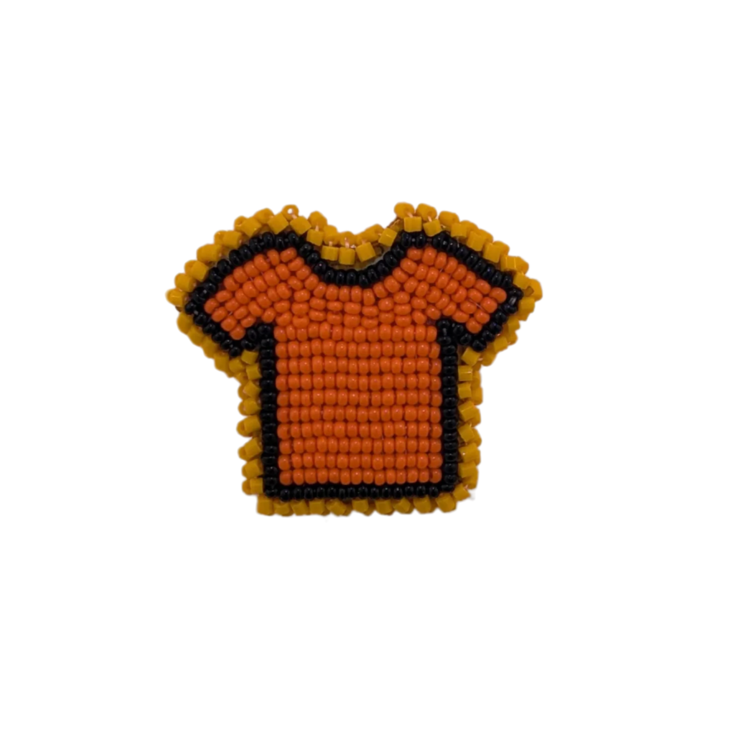 Sea bead orange t-shirt with black outline and a lighter orange outline around the black. 